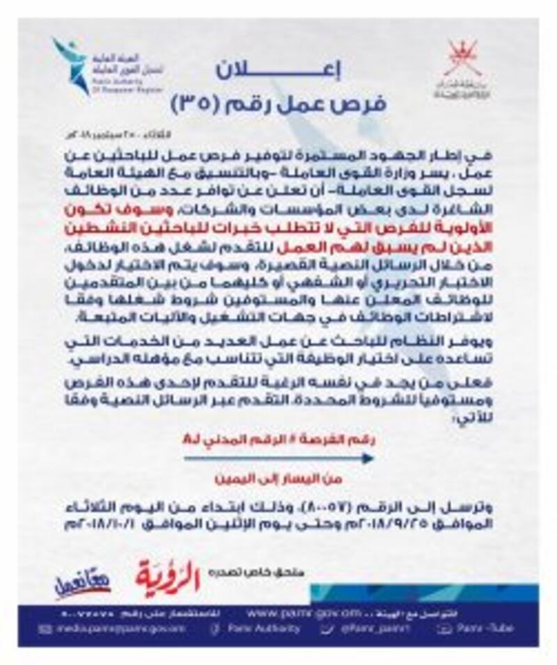 بالجداول: ملحق جديد به أكثر من ١٠٠ فرصة وظيفية