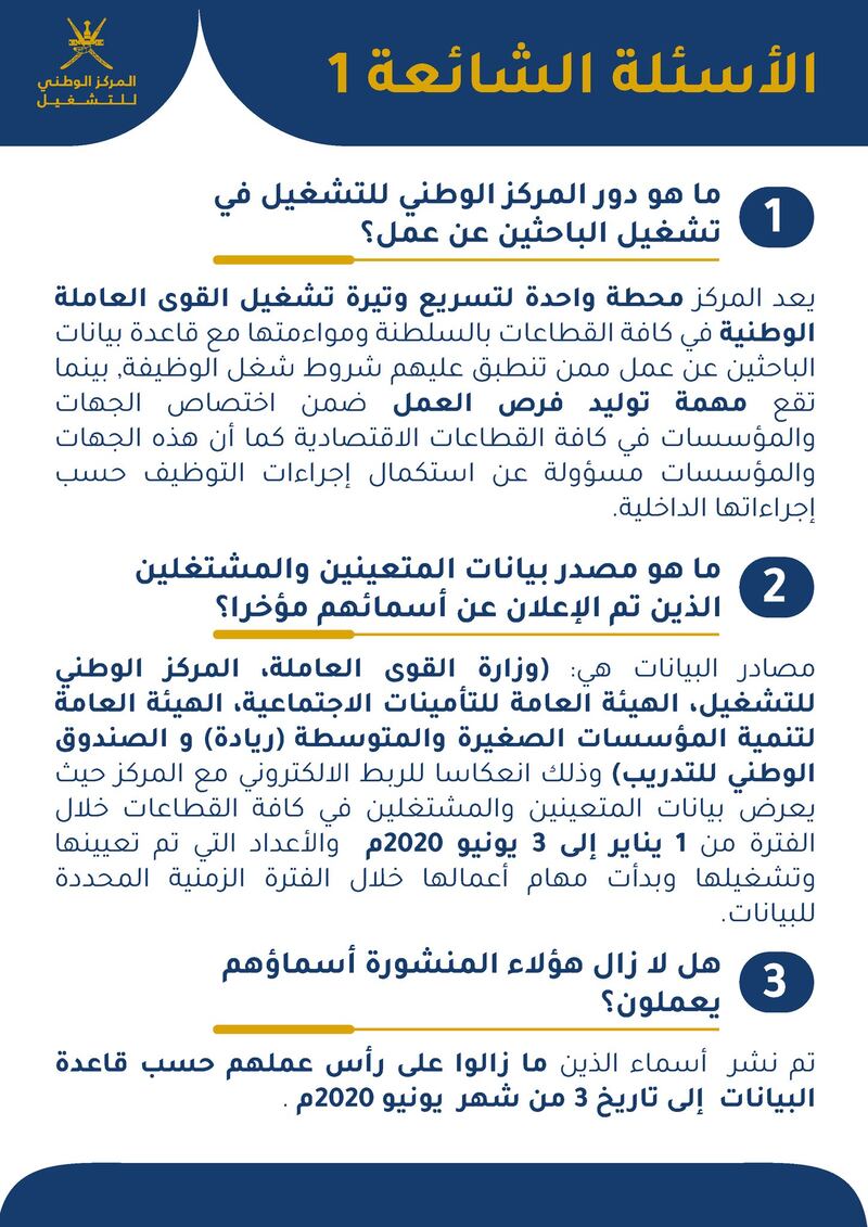 “الوطني للتشغيل” يوضح إجابات 14 سؤالا تم تداولها بعد نشر الـ 16 ألف اسم